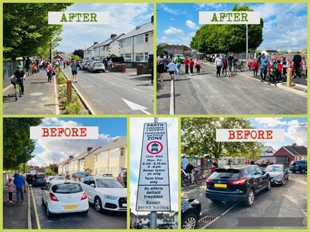 Dryden Road - before and after the School Streets scheme